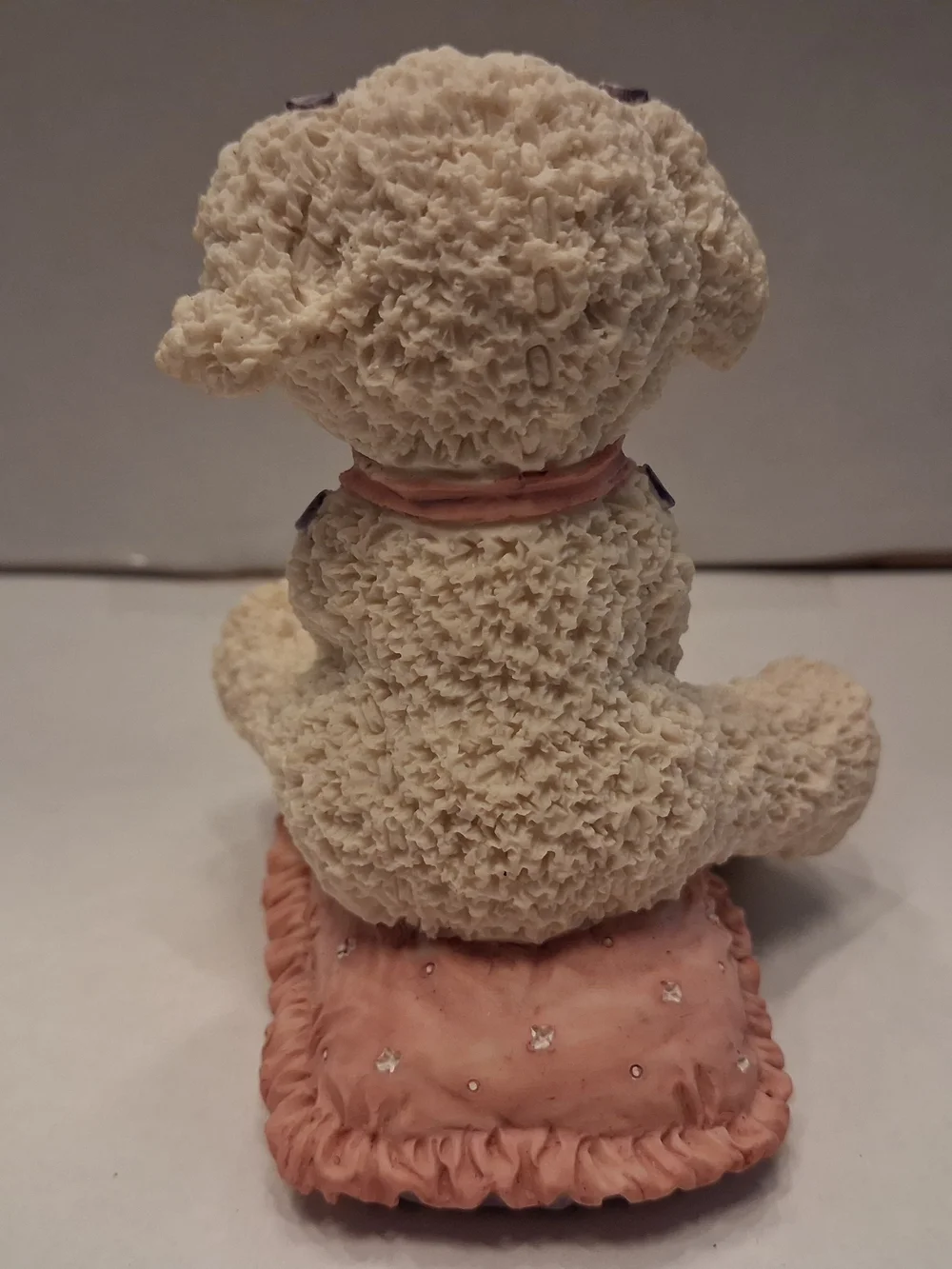 Lamb Figurine with Pink Bow and Yellow Hat - Small Pets Decor (Vintage)